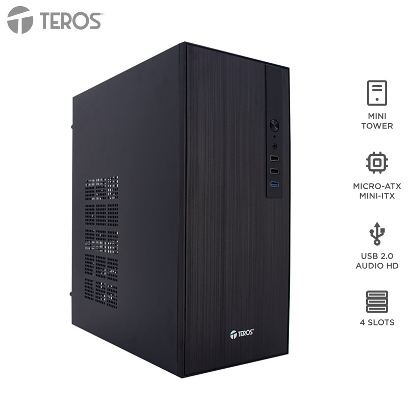 Case TEROS TE-1034S, Mini Tower ATX, 250 W, USB 3.0 / 2.0, audio HD, negro Case TEROS TE-1034S, Mini Tower ATX, 250 W, USB 3.0 / 2.0, audio HD, negro