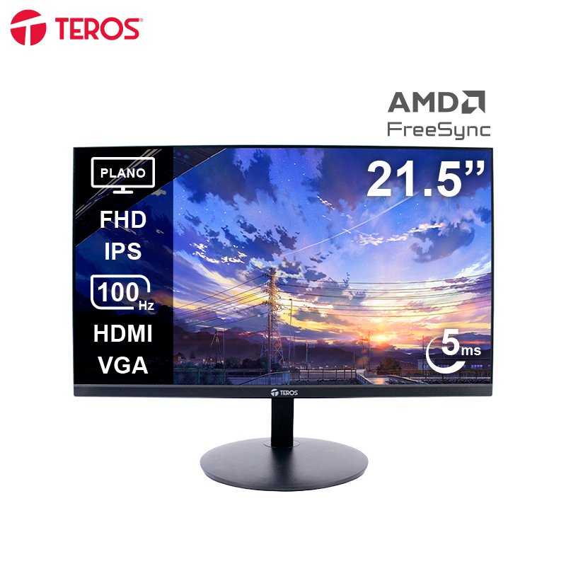 Monitor plano TEROS TE-2130CS 21.5” FHD IPS 100Hz 5ms HDMI VGA Monitor plano TEROS TE-2130CS 21.5” FHD IPS 100Hz 5ms HDMI VGA
