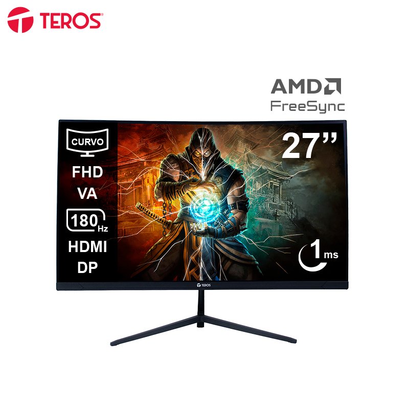 Monitor curvo gaming TEROS TE-2787G 27” FHD VA 180Hz 1ms HDMI DP AUDIO OUT Negro Monitor curvo gaming TEROS TE-2787G 27” FHD VA 180Hz 1ms HDMI DP AUDIO OUT Negro