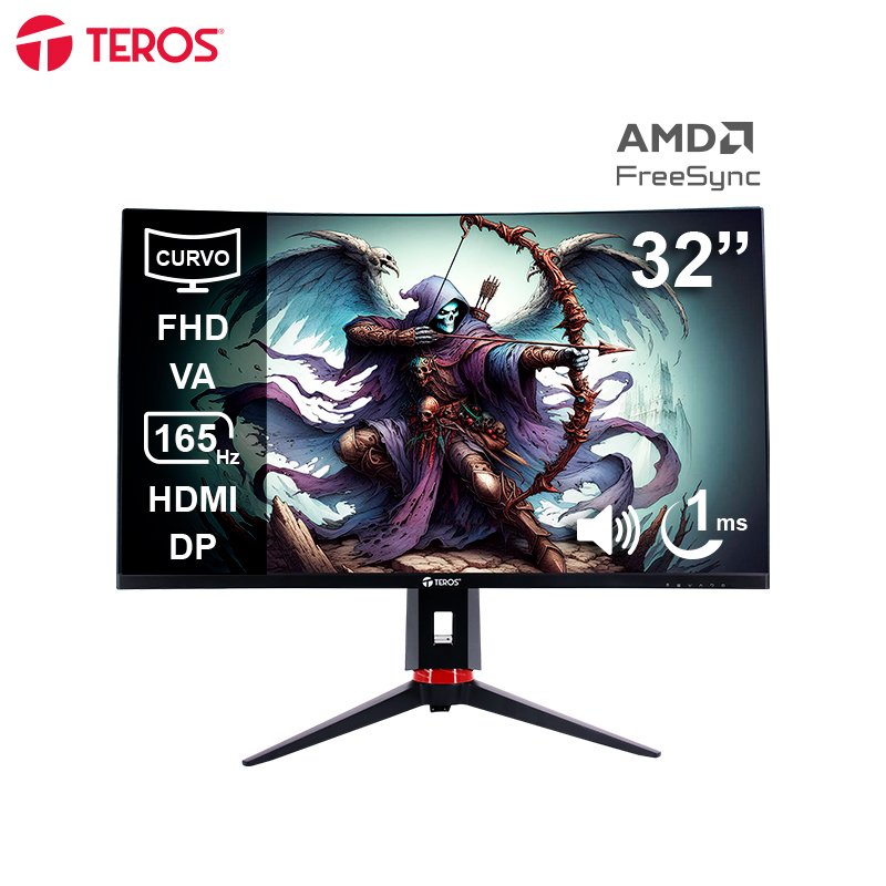Monitor Curvo Gaming Teros TE-3215G, 31.5” FHD VA, 165Hz, 1ms, HDMI, DP, Audio Out