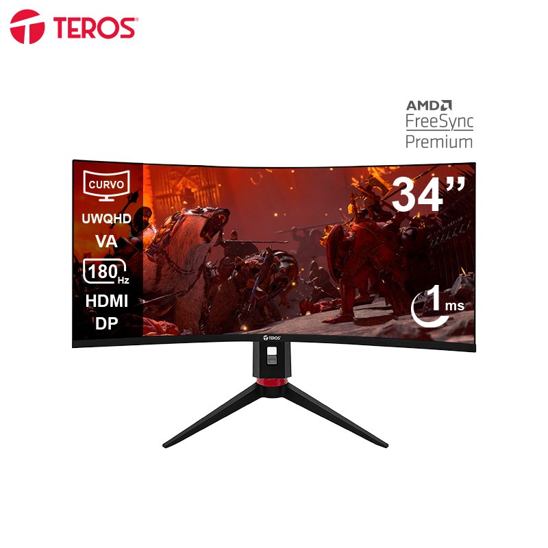Monitor Curvo Gaming TEROS TE-3412G ,34” UWQHD VA, 180Hz, 1ms, HDMI, DP, Audio Out
