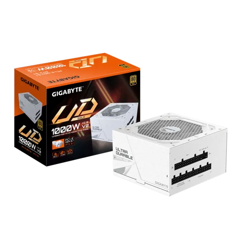 Fuente de alimentación GIGABYTE UD1000GM PG5 V2 ICE 1000W, 80 PLUS Gold, Formato ATX.