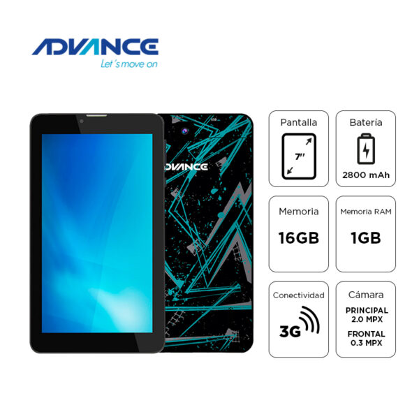 Tablet Advance Prime PR6152, 7” 1024×600, Android 11 Go , 3G, Dual SIM, 16GB, RAM 1GB.