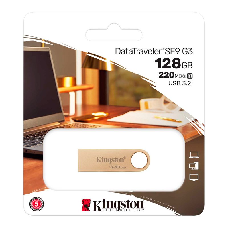 Memoria Flash USB Kingston DataTraveler SE9 G3, 128GB, USB 3.2 Gen 1 (Tipo-A) Memoria Flash USB Kingston DataTraveler SE9 G3, 128GB, USB 3.2 Gen 1 (Tipo-A)