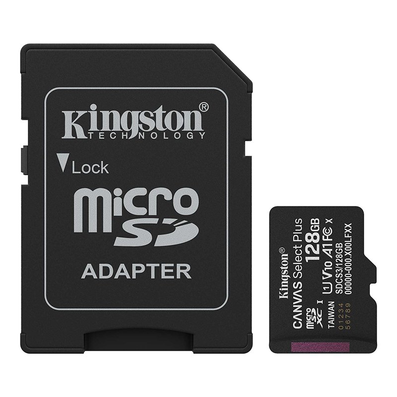 Tarjeta de Memoria Kingston 128GB MicroSD Canvas Select Plus -150MB/seg – UHS-I Clase 10