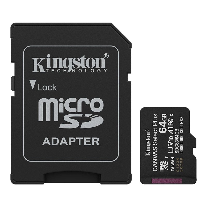 Tarjeta de Memoria Kingston 64GB MicroSD Canvas Select Plus -100MB/seg – UHS-I Clase 10 Tarjeta de Memoria Kingston 64GB MicroSD Canvas Select Plus -100MB/seg – UHS-I Clase 10
