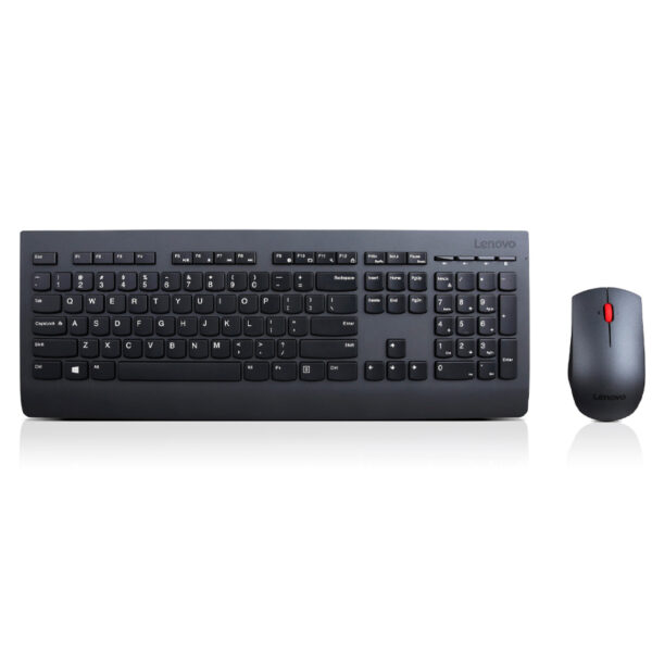 Teclado + Mouse Lenovo Profesional, Inalambrico, Color Negro, (Kit Combo)