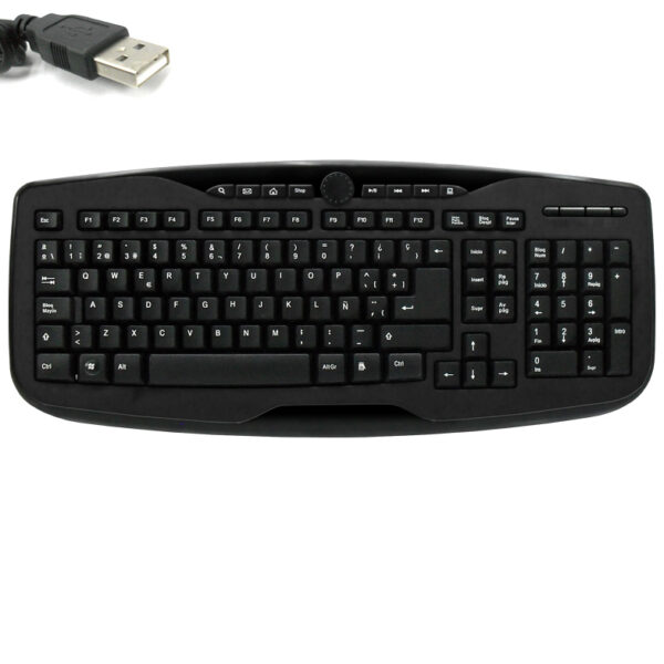Teclado Ecotrend 619M, USB, Español, Negro, Multimedia.