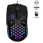 Mouse gamer TEROS TE-1210G, 7 botones, RGB, negro