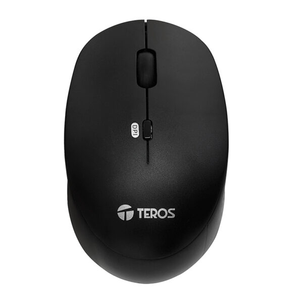 Mouse óptico inalámbrico Teros TE5074N, color Negro, 1600 dpi, receptor USB.
