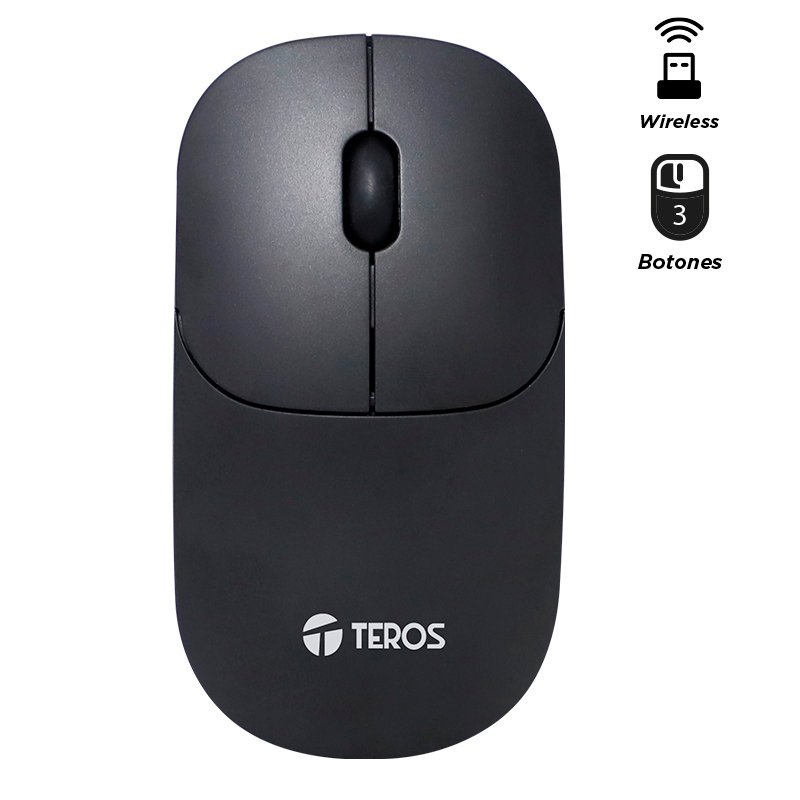 Mouse óptico inalámbrico TEROS TE-1217S, 1000 DPI, receptor USB, 3 botones