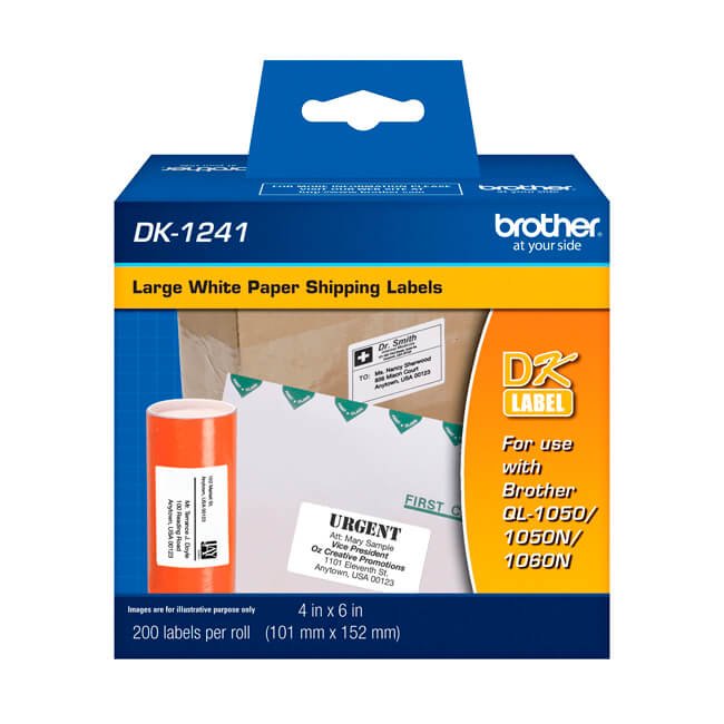 Cinta Brother DK-1241 Texto negro sobre Blanco