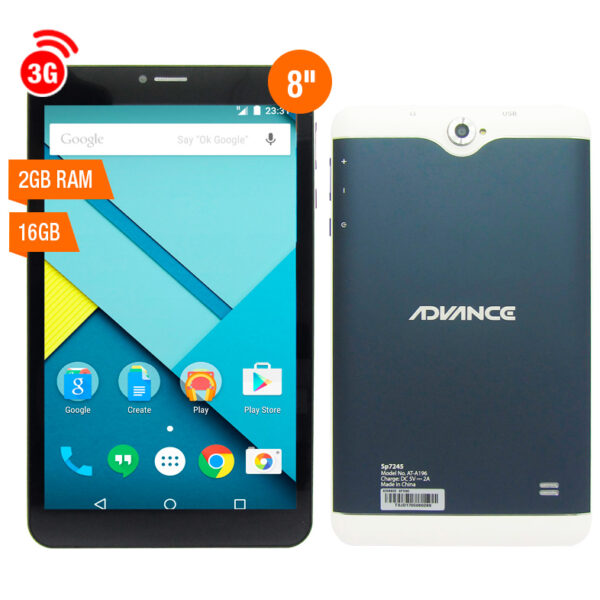 Tablet Advance SmartPad SP7245, 8” 1280×800, Android 5.1, 3G, Dual SIM, 16GB, 2GB.