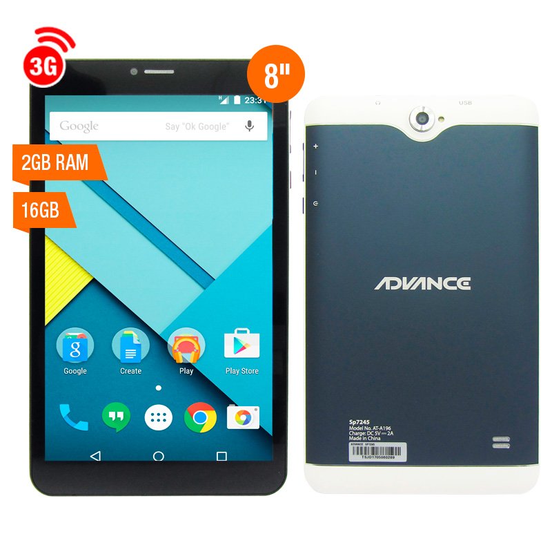 Tablet Advance SmartPad SP7245, 8” 1280×800, Android 5.1, 3G, Dual SIM, 16GB, 2GB.